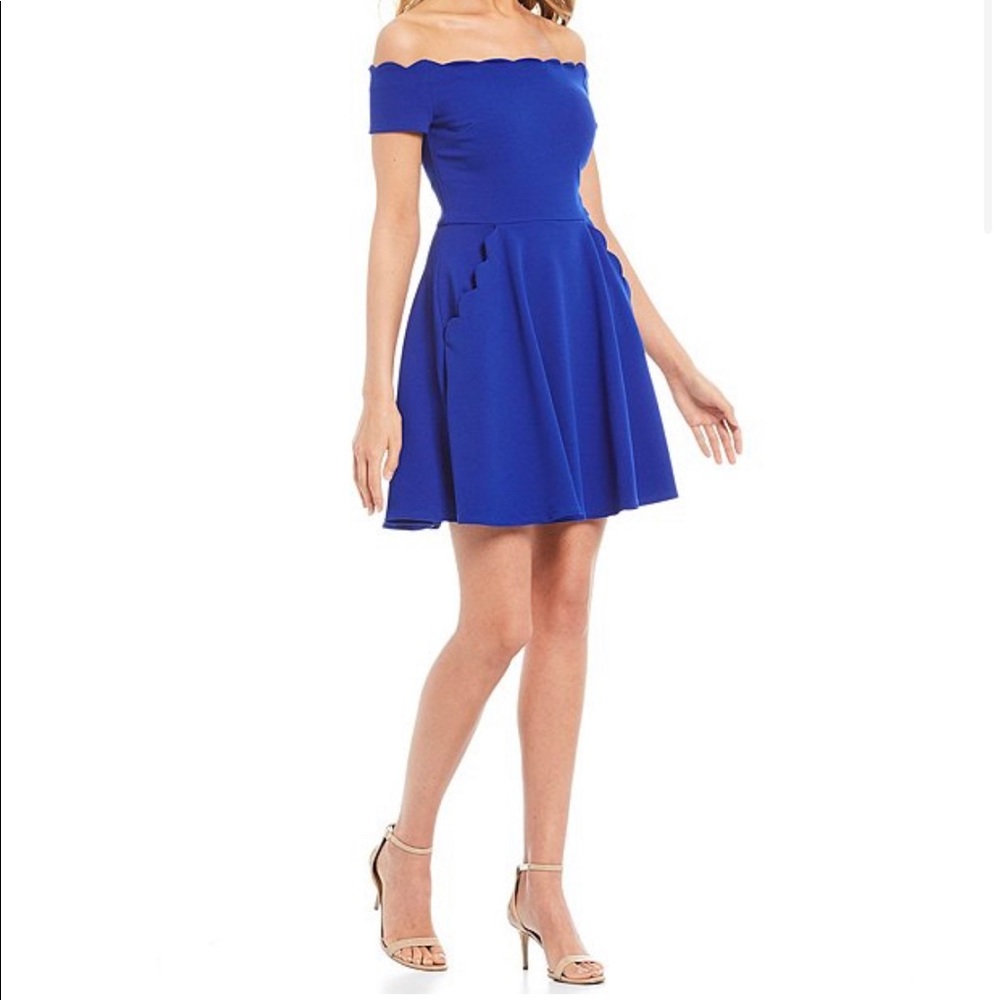 b.darlin Scallop Off-The-Shoulder Fit&Flare Dress